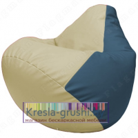 Бескаркасное кресло мешок Груша Г2.3-1003 (светло-бежевый, синий)